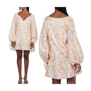 NWT Anthropologie Charlie Holiday Eve Linen Cotton Blend Peach Floral Dress 6